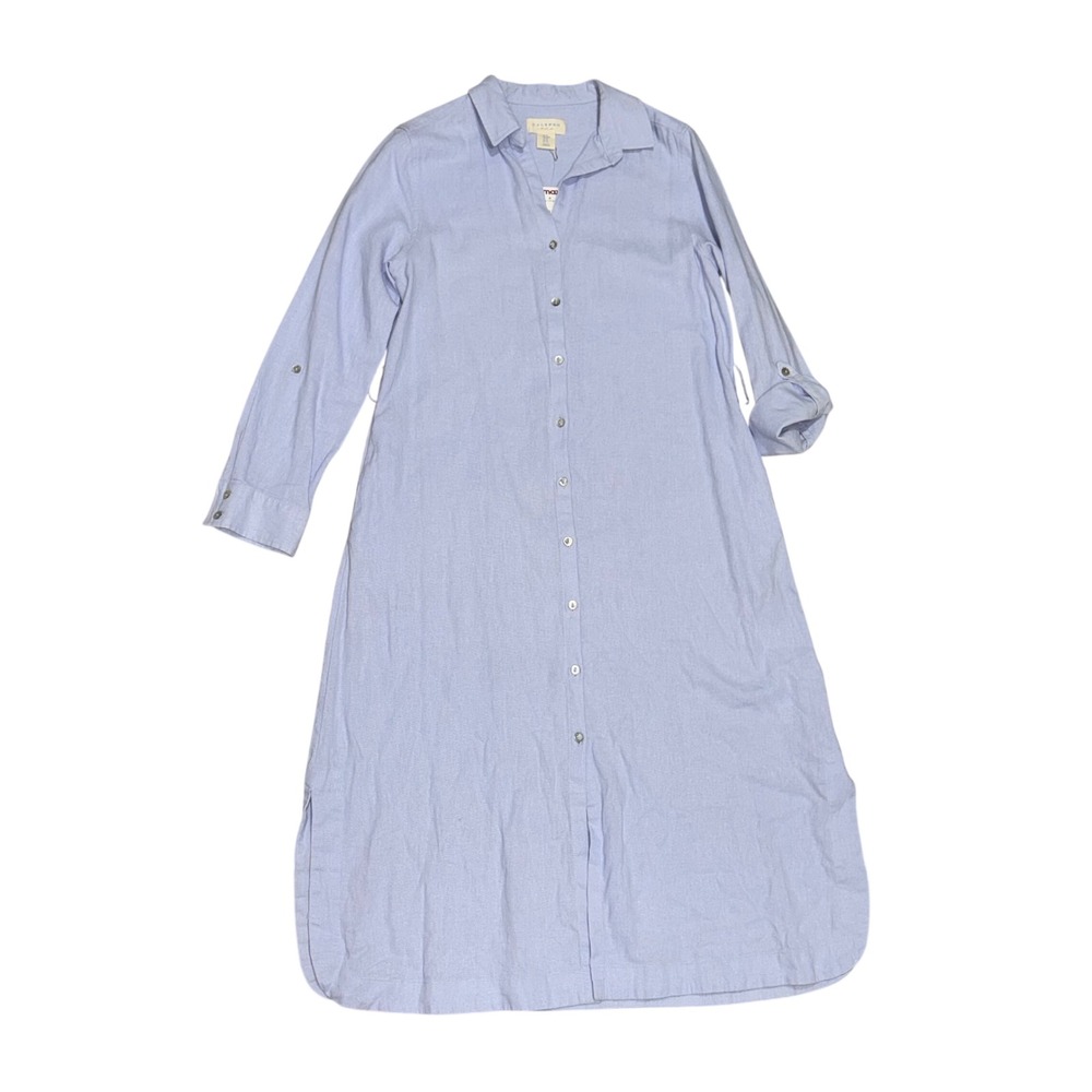 Calypso St Barth Shirt Dress Womens M Blue New Missing Belt Linen Blend Midi
